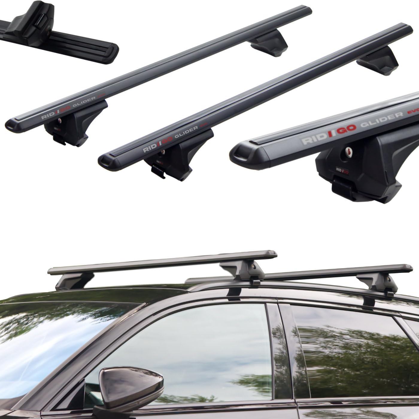 Dachträger für Ford Kuga 3 III MK3 ab 2020 mit geschlossener (integrierter) Dachreling Black von RIDIGO