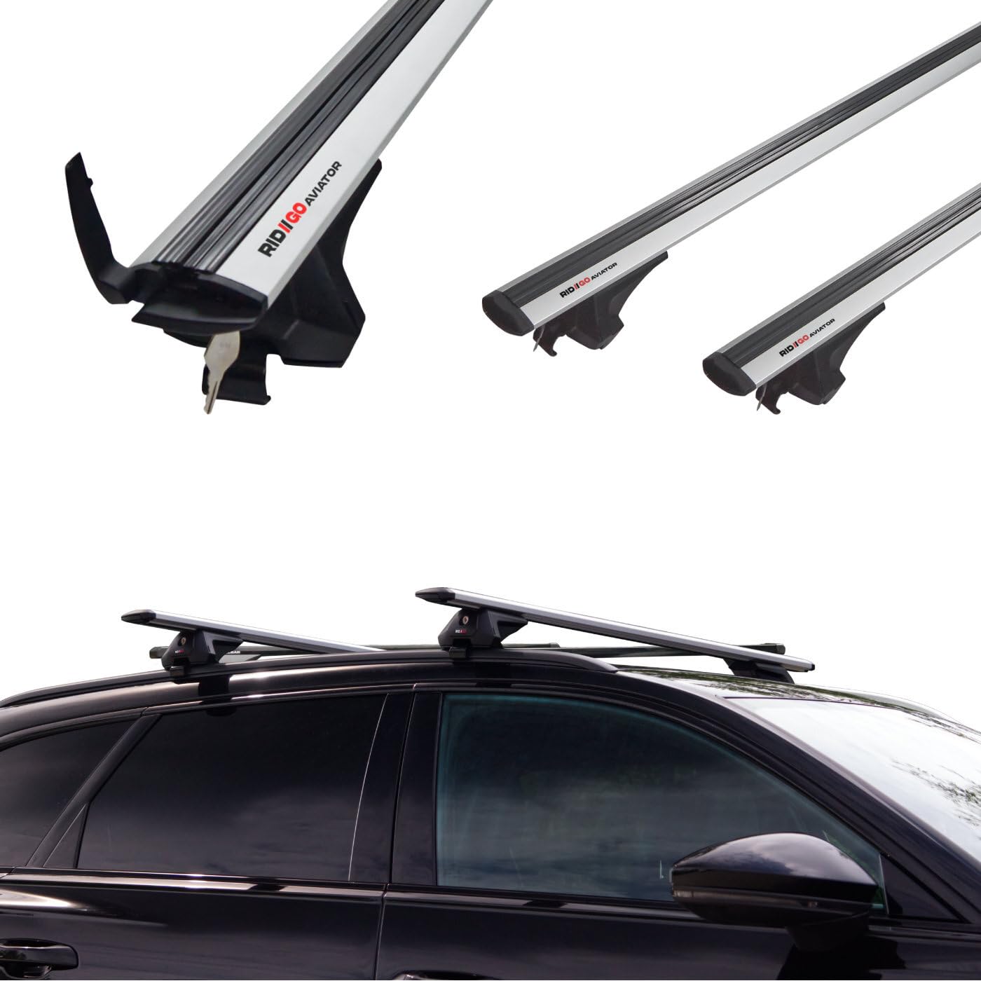Dachträger für Honda Civic 9 IX Tourer 2014-2017 mit geschlossener (integrierter) Dachreling Black von RIDIGO