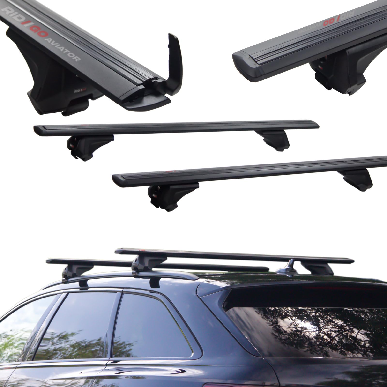 Dachträger für Honda Civic 9 IX Tourer 2014-2017 mit geschlossener (integrierter) Dachreling Black von RIDIGO