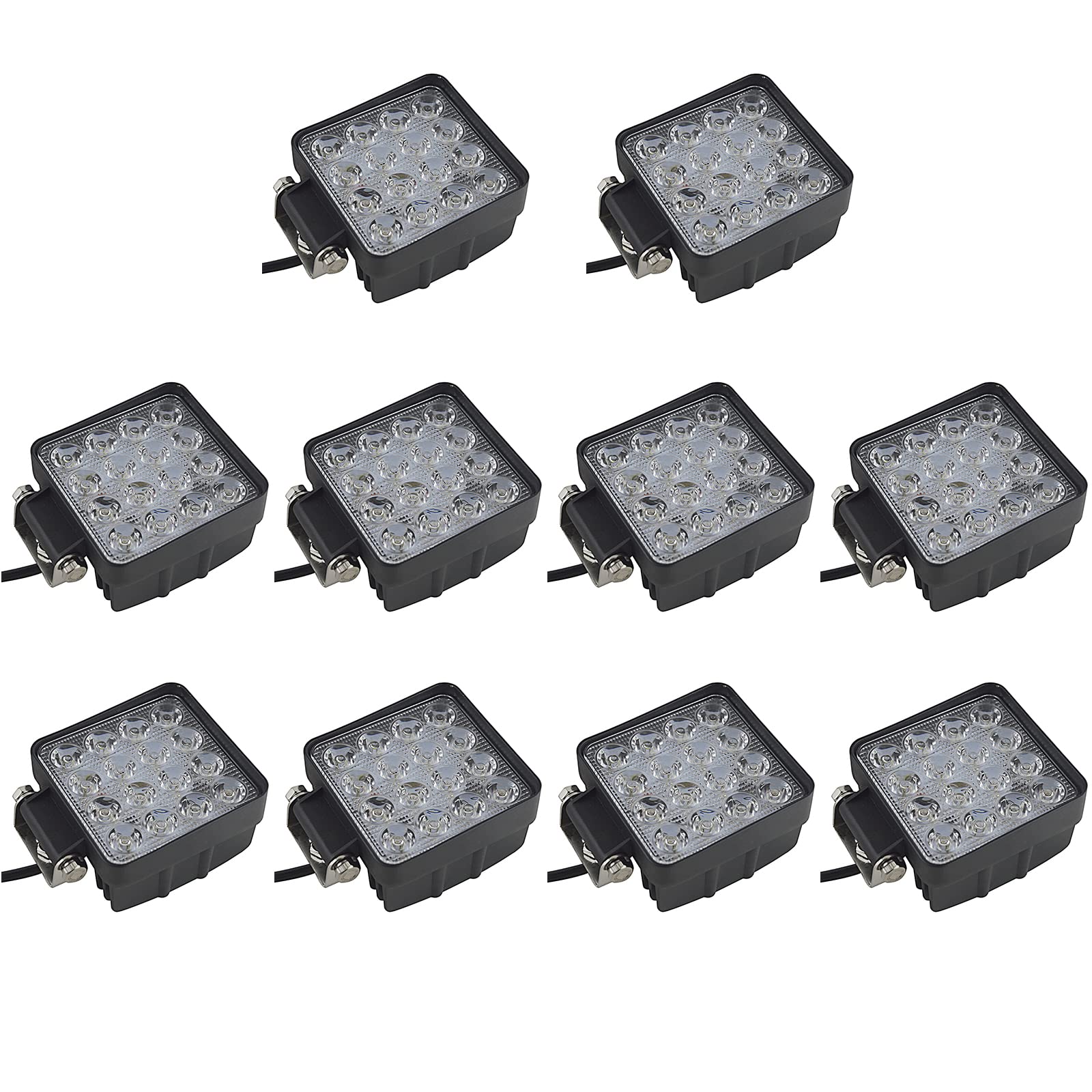 RIGIDON 10 Pcs Auto Quad Scheinwerfer, 4 Zoll 10cm 48W Spot Strahler Offroad Beleuchtung für SUV ATV, Traktor, LKW, 4x4, 6000K Weiß led nebelscheinwerfer, led arbeitsscheinwerfer, led arbeitslicht von RIGIDON