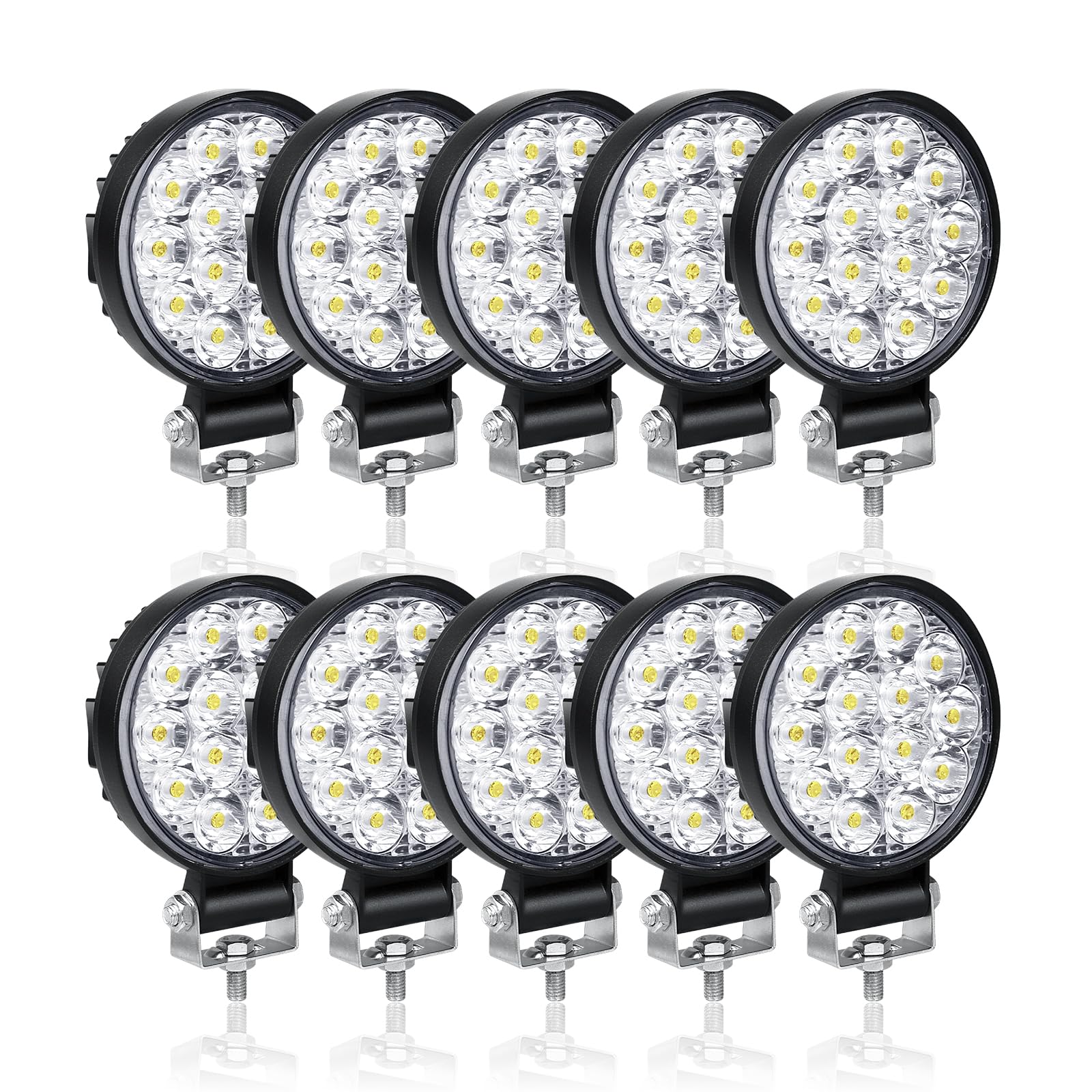 RIGIDON 10 Pcs LED Arbeitsscheinwerfer, 3.2 Zoll 42W Rund LED Scheinwerfer 12V 24V Mini Rückfahrscheinwerfer Auto Offroad Beleuchtung für SUV ATV Traktor LKW 4x4, 6000K Nebelscheinwerfer RIGIDON 10 Pcs LED Arbeitsscheinwerfer, 3.2 Zoll 42W Rund LED Scheinwerfer 12V 24V Mini Rückfahrscheinwerfer Auto Offroad Beleuchtung für SUV ATV Traktor LKW 4x4, 6000K Nebelscheinwerfer von RIGIDON