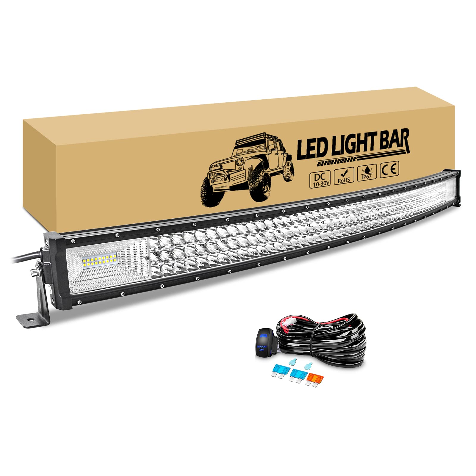 RIGIDON 107cm 540W Led Arbeitsscheinwerfer Bar Gebogen, Led Scheinwerfer Offroad Beleuchtung Zusatzscheinwerfer für 4x4 Auto Traktor Truck SUV Fahrzeuge rückfahrscheinwerfer lightbar mit kabelbaum RIGIDON 107cm 540W Led Arbeitsscheinwerfer Bar Gebogen, Led Scheinwerfer Offroad Beleuchtung Zusatzscheinwerfer für 4x4 Auto Traktor Truck SUV Fahrzeuge rückfahrscheinwerfer lightbar mit kabelbaum von RIGIDON