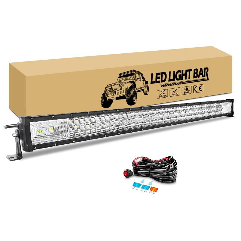 RIGIDON 107cm 540W Led Arbeitsscheinwerfer Bar mit 12V Kabelbaum, Led lichtbalken Zusatzscheinwerfer Auto Offroad beleuchtung lampe für 4x4 Traktor Lkw Pkw Kfz Truck SUV ATV UTV Nebelscheinwerfer von RIGIDON