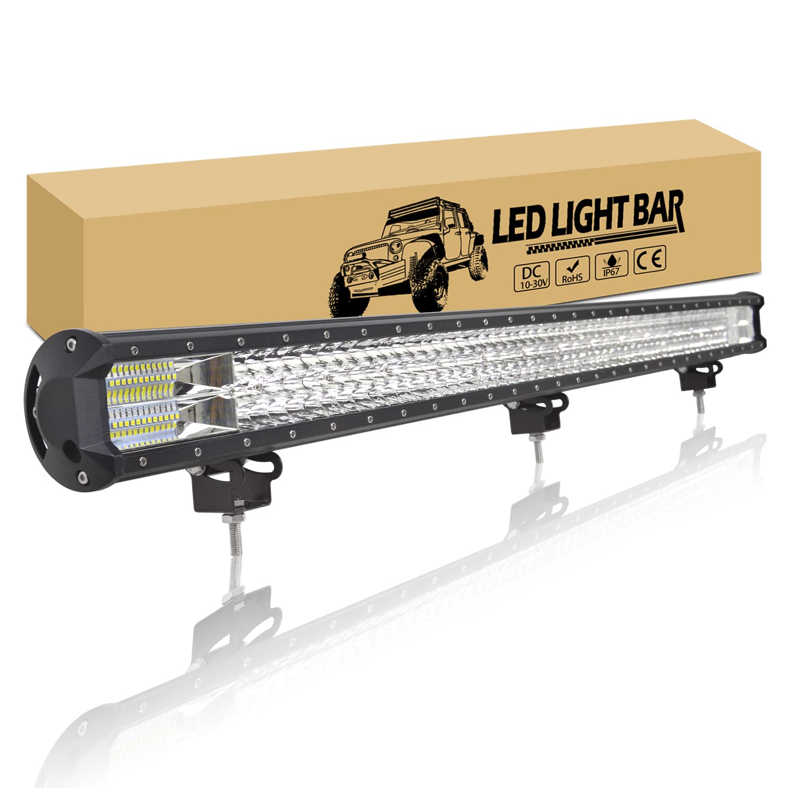 RIGIDON 115cm 612W Led Arbeitsscheinwerfer Bar, Led Lichtleiste KFZ 12V 24V Wasserdicht Arbeitslicht Offroad Beleuchtung für 4x4 Auto Traktor SUV UTV ATV PKW LKW Fahrzeuge, 6000K Weiß von RIGIDON