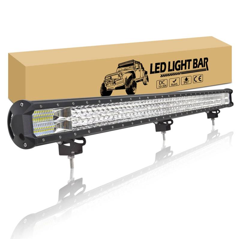 RIGIDON 115cm 612W Led Arbeitsscheinwerfer Bar, Led Lichtleiste KFZ 12V 24V Wasserdicht Arbeitslicht Offroad Beleuchtung für 4x4 Auto Traktor SUV UTV ATV PKW LKW Fahrzeuge, 6000K Weiß von RIGIDON