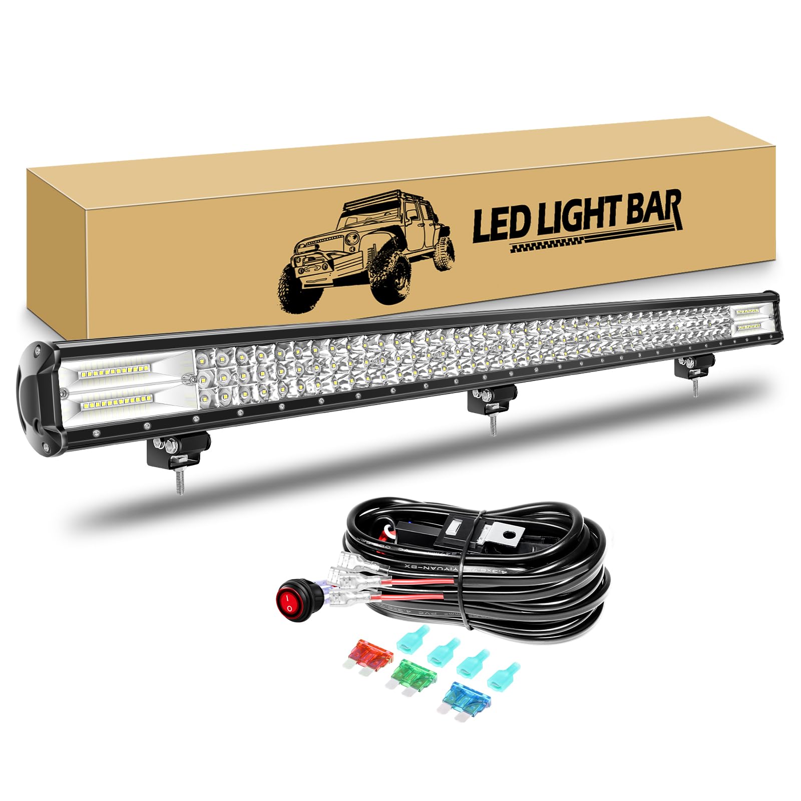 RIGIDON 115cm 612W Led lichtbalken mit Kabelbaum, LED Arbeitsscheinwerfer Bar Lichtleiste Arbeitslicht für 4x4 Offroad Auto Traktor SUV UTV ATV PKW LKW Fahrzeuge, 6000K Weiß Zusatzscheinwerfer RIGIDON 115cm 612W Led lichtbalken mit Kabelbaum, LED Arbeitsscheinwerfer Bar Lichtleiste Arbeitslicht für 4x4 Offroad Auto Traktor SUV UTV ATV PKW LKW Fahrzeuge, 6000K Weiß Zusatzscheinwerfer von RIGIDON