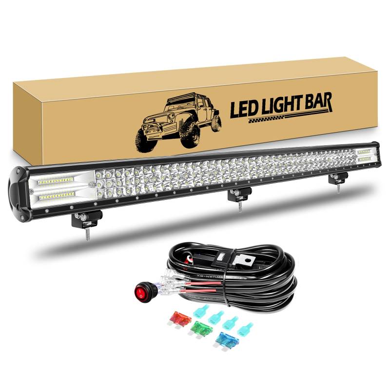 RIGIDON 115cm 612W Led lichtbalken mit Kabelbaum, LED Arbeitsscheinwerfer Bar Lichtleiste Arbeitslicht für 4x4 Offroad Auto Traktor SUV UTV ATV PKW LKW Fahrzeuge, 6000K Weiß Zusatzscheinwerfer von RIGIDON