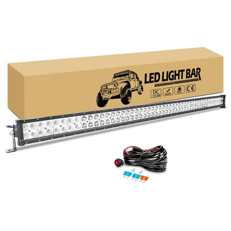 RIGIDON 130cm 300W Led Arbeitsscheinwerfer Bar mit 12V Kabelbaum, Slim Led lichtbalken Zusatzscheinwerfer Auto Offroad beleuchtung für 4x4 Traktor Lkw Pkw Kfz Truck SUV ATV UTV Nebelscheinwerfer von RIGIDON