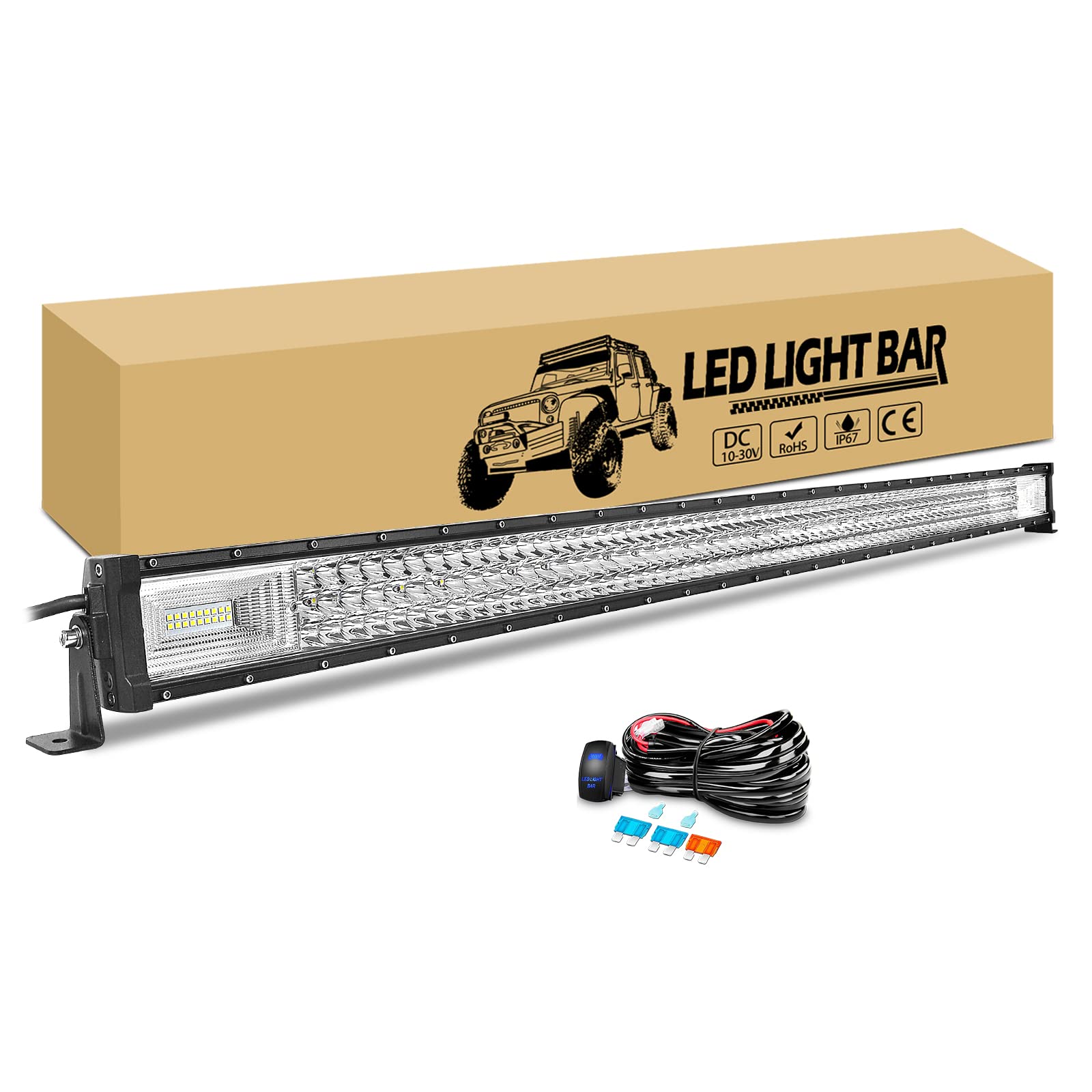 RIGIDON 132cm 675W Led lichtleiste kfz mit 12V Kabelbaum, Led Arbeitsscheinwerfer Bar Arbeitslichtleiste Zusatzscheinwerfer für 4x4 Auto Offroad LKW Pkw Truck SUV ATV UTV Fahrzeuge Nebelscheinwerfer von RIGIDON