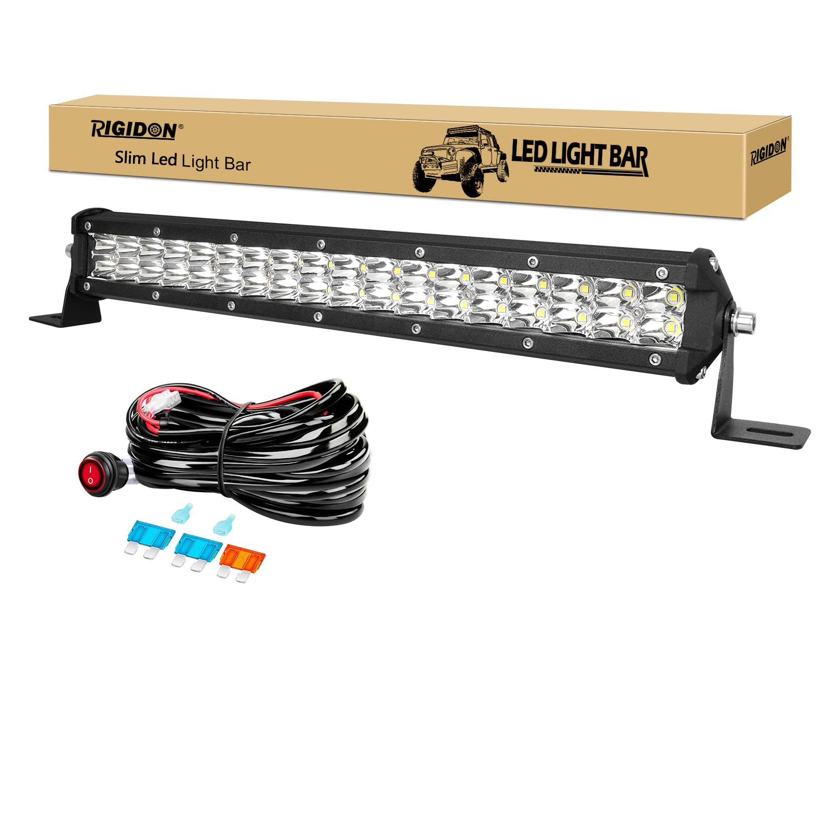 RIGIDON 15 Zoll 38 cm 108W Spot außen alu led lichtleiste mit 12V kabelbaum kit, Wasserdicht warmweiß offroad beleuchtung für Auto SUV ATV SUV LKW Traktor Fahrzeuge 4x4, Led nebelscheinwerfer 6000K RIGIDON 15 Zoll 38 cm 108W Spot außen alu led lichtleiste mit 12V kabelbaum kit, Wasserdicht warmweiß offroad beleuchtung für Auto SUV ATV SUV LKW Traktor Fahrzeuge 4x4, Led nebelscheinwerfer 6000K von RIGIDON