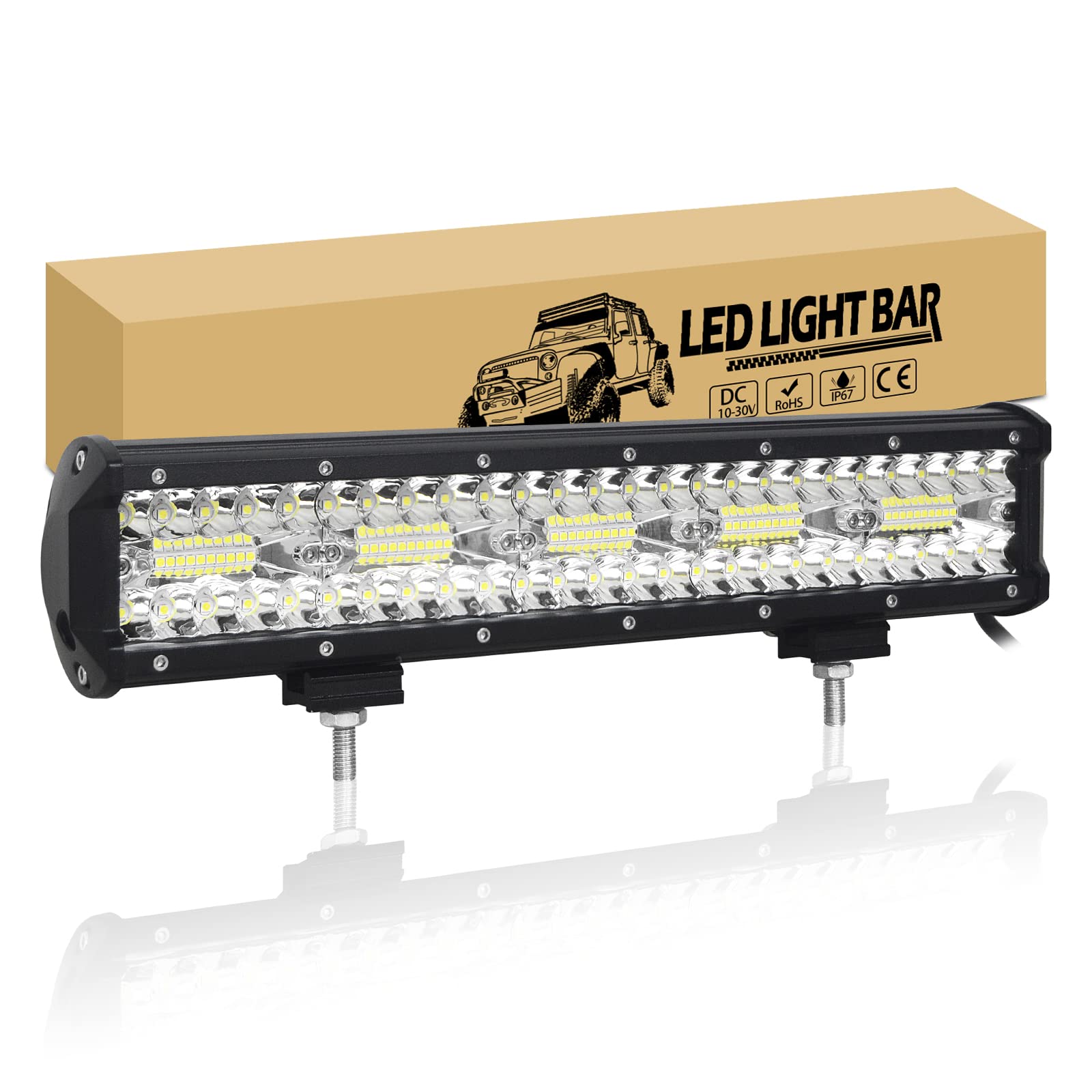 RIGIDON 15 Zoll 38cm 300W Led Arbeitsscheinwerfer Bar, 12V 24V Led Lichtleiste KFZ, Arbeitslichtleiste Arbeitslicht Beleuchtung für 4x4 Offroad Auto Traktor SUV PKW LKW Fahrzeuge, 6000K Weiß RIGIDON 15 Zoll 38cm 300W Led Arbeitsscheinwerfer Bar, 12V 24V Led Lichtleiste KFZ, Arbeitslichtleiste Arbeitslicht Beleuchtung für 4x4 Offroad Auto Traktor SUV PKW LKW Fahrzeuge, 6000K Weiß von RIGIDON