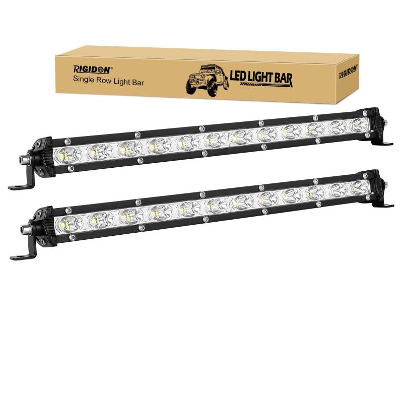 RIGIDON 2 Pcs 13 Zoll 33cm 60W Led lichtleiste kfz, 12V 24V Slim led Strahler Spot Offroad Beleuchtung für Auto SUV ATV, UTV, Traktor, LKW, Fahrzeuge, 6000K Weiß led nebelscheinwerfer spotlights von RIGIDON