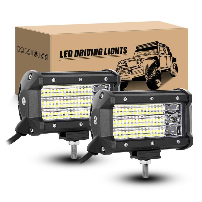 RIGIDON 2 Pcs 5" 13cm 135W LED Arbeitsscheinwerfer 12V 24V LED Scheinwerfer 6000K Zusatzscheinwerfer Flutlicht für 4x4 Offroad Auto SUV ATV UTV Traktor Boot Fahrzeuge Led Rückfahrscheinwerfer von RIGIDON