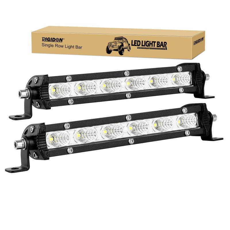 RIGIDON 2 Pcs 7 Zoll 18cm 30W Led lichtleiste kfz, 12V 24V slim led flutstrahler offroad beleuchtung für Auto SUV ATV, UTV, Traktor, LKW, Fahrzeuge, 6000K Weiß led nebelscheinwerfer floodlights von RIGIDON