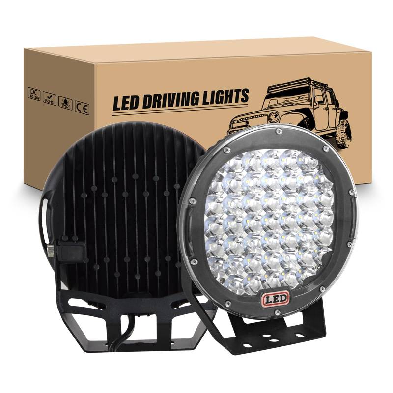 RIGIDON 2 Pcs Auto Rund Scheinwerfer 9 Zoll 23CM 225W Schwarz Spot Led Zusatzscheinwerfer 12V Offroad Beleuchtung Wasserdicht für SUV ATV Traktor LKW 4x4 6000K Weiß nebelscheinwerfer, arbeitslicht von RIGIDON