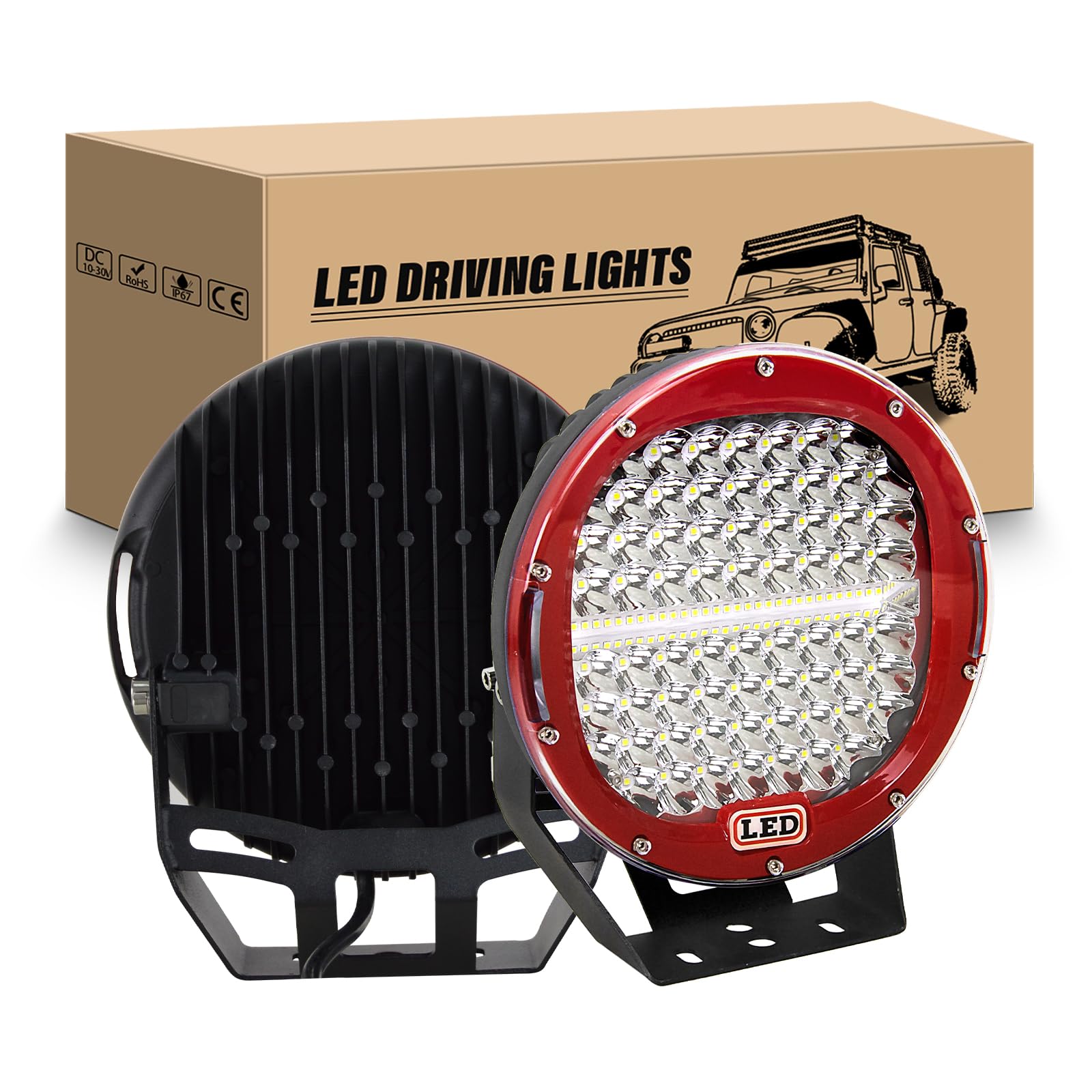 RIGIDON 2 Pcs Auto Rund Scheinwerfer 9 Zoll 23CM 294W Schwarz Led Flutlicht Zusatzscheinwerfer 12V Offroad Beleuchtung Wasserdicht für SUV ATV Traktor LKW 4x4 nebelscheinwerfer, arbeitslicht RIGIDON 2 Pcs Auto Rund Scheinwerfer 9 Zoll 23CM 294W Schwarz Led Flutlicht Zusatzscheinwerfer 12V Offroad Beleuchtung Wasserdicht für SUV ATV Traktor LKW 4x4 nebelscheinwerfer, arbeitslicht von RIGIDON