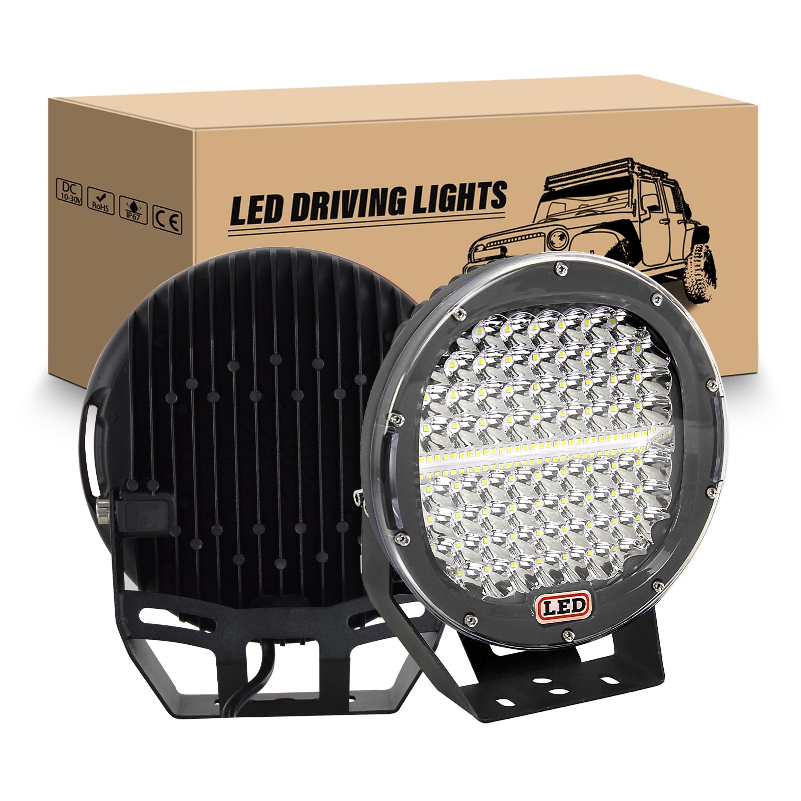 RIGIDON 2 Pcs Auto Rund Scheinwerfer 9 Zoll 23CM 294W Schwarz Spot Led Zusatzscheinwerfer 12V Offroad Beleuchtung Wasserdicht für SUV ATV Traktor LKW 4x4 6000K led nebelscheinwerfer, arbeitslicht RIGIDON 2 Pcs Auto Rund Scheinwerfer 9 Zoll 23CM 294W Schwarz Spot Led Zusatzscheinwerfer 12V Offroad Beleuchtung Wasserdicht für SUV ATV Traktor LKW 4x4 6000K led nebelscheinwerfer, arbeitslicht von RIGIDON