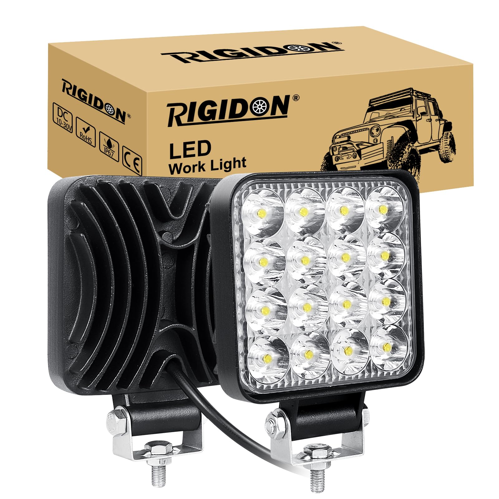 RIGIDON 2 Pcs Auto quad scheinwerfer, 3.3 Zoll mini 48W Spot Strahler offroad beleuchtung für SUV ATV Traktor LKW 4x4, 6000K Weiß led nebelscheinwerfer, led arbeitsscheinwerfer, led arbeitslicht von RIGIDON
