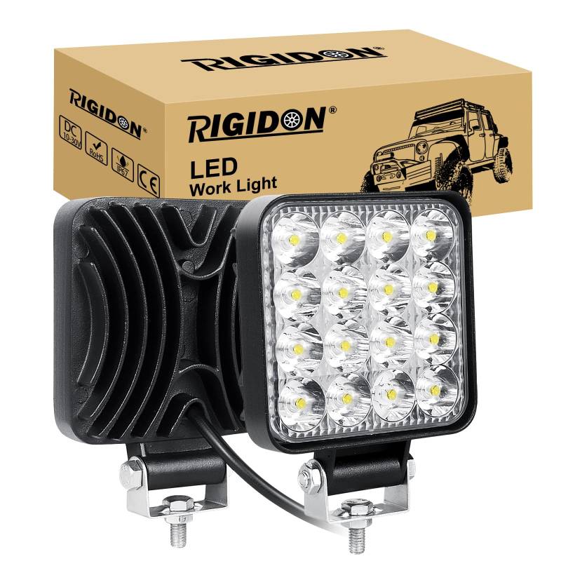 RIGIDON 2 Pcs Auto quad scheinwerfer, 3.3 Zoll mini 48W Spot Strahler offroad beleuchtung für SUV ATV Traktor LKW 4x4, 6000K Weiß nebelscheinwerfer, arbeitsscheinwerfer, arbeitslicht von RIGIDON