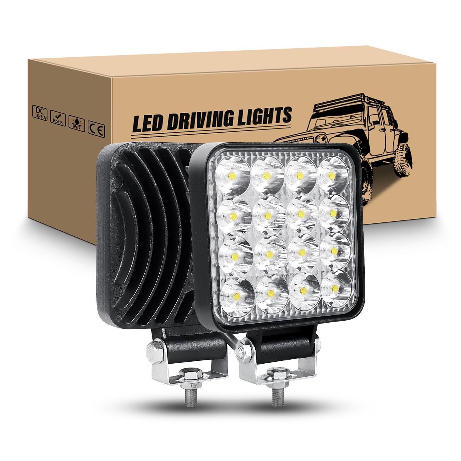 RIGIDON 2 Pcs LED Arbeitsscheinwerfer, 3.3 Zoll 48W Mini LED Scheinwerfer 12V 24V Rückfahrscheinwerfer Auto Offroad Beleuchtung für SUV ATV Traktor LKW 4x4, 6000K Weiß Nebelscheinwerfer RIGIDON 2 Pcs LED Arbeitsscheinwerfer, 3.3 Zoll 48W Mini LED Scheinwerfer 12V 24V Rückfahrscheinwerfer Auto Offroad Beleuchtung für SUV ATV Traktor LKW 4x4, 6000K Weiß Nebelscheinwerfer von RIGIDON