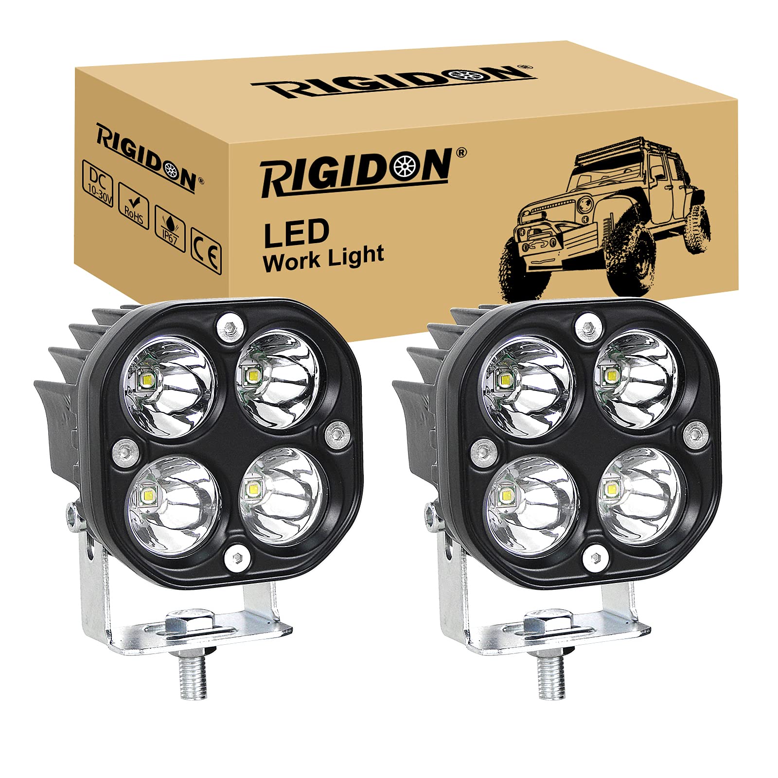 RIGIDON 2 Pcs Led arbeitslicht, 3 Zoll 40W Spot Strahler offroad beleuchtung für Auto SUV ATV Traktor LKW, 4x4 Fahrzeuge, Led nebelscheinwerfer, Led arbeitsscheinwerfer led scheinwerfer, 6000K Weiß von RIGIDON