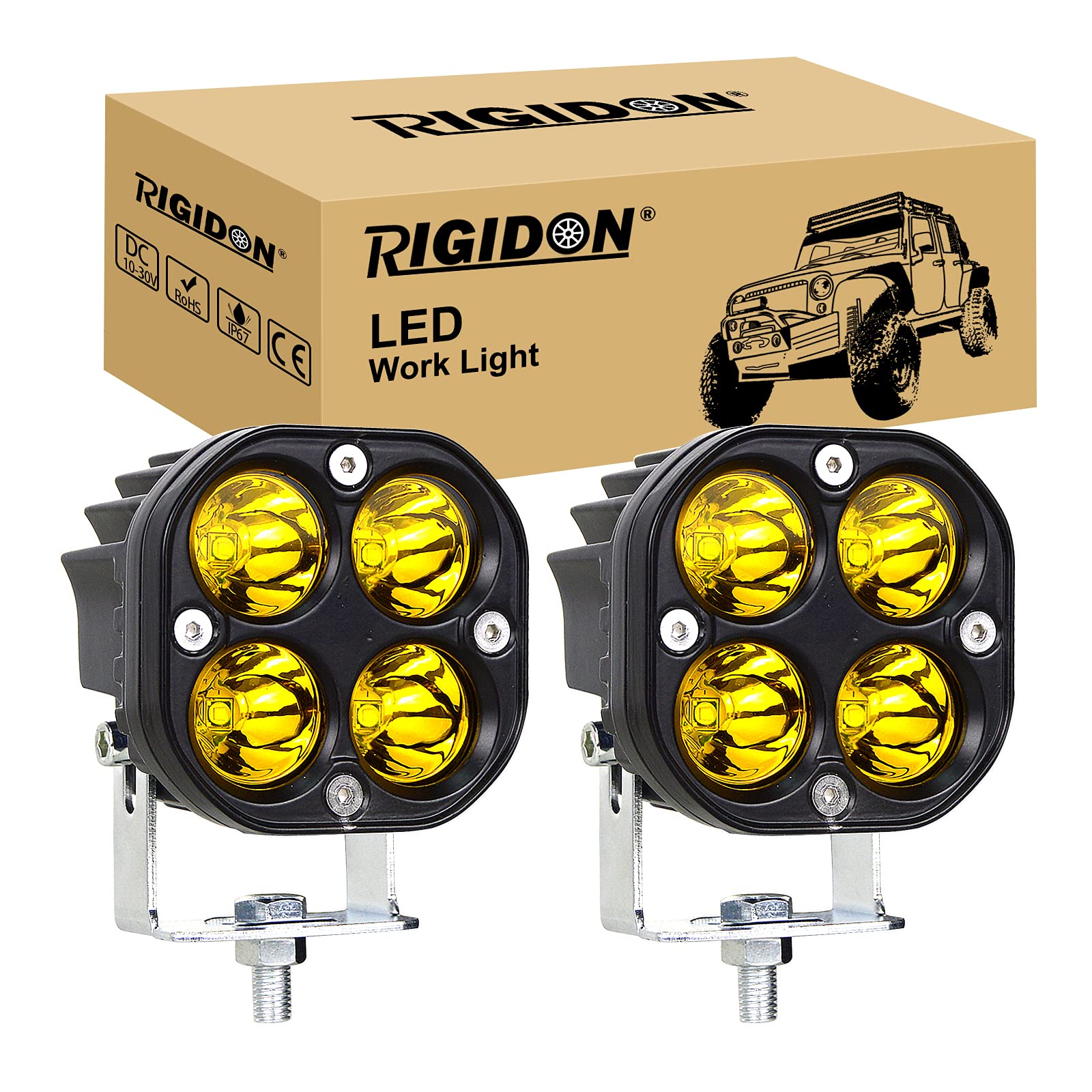 RIGIDON 2 Pcs Led arbeitslicht, 3 Zoll 40W Spot Strahler Offroad Beleuchtung für Auto SUV ATV Traktor LKW, 4x4 Fahrzeuge, Led nebelscheinwerfer, Led arbeitsscheinwerfer led Scheinwerfer, 3000K Gelb RIGIDON 2 Pcs Led arbeitslicht, 3 Zoll 40W Spot Strahler Offroad Beleuchtung für Auto SUV ATV Traktor LKW, 4x4 Fahrzeuge, Led nebelscheinwerfer, Led arbeitsscheinwerfer led Scheinwerfer, 3000K Gelb von RIGIDON