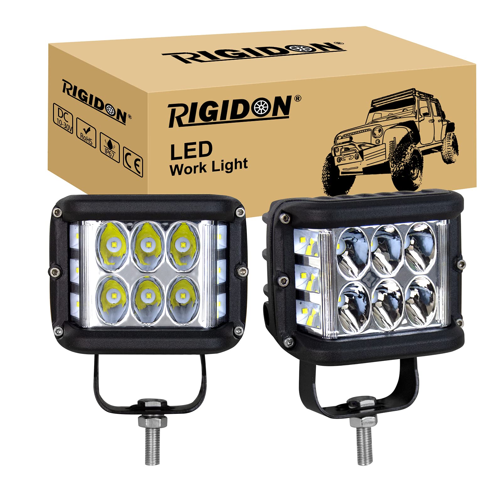 RIGIDON 2 Pcs Led arbeitslicht, 12V 24V 4 Zoll 10cm 60W Spot Strahler Offroad Beleuchtung für Auto SUV ATV, Traktor, LKW, 4x4, 6000K Weiß led nebelscheinwerfer, led arbeitsscheinwerfer Scheinwerfer von RIGIDON