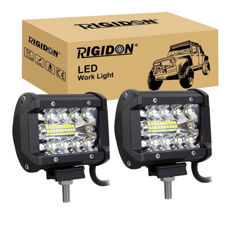 RIGIDON 2 Pcs Led arbeitslicht, 8D 60W 4 Zoll 10cm Spot Strahler offroad beleuchtung für Auto SUV ATV, Traktor, LKW, 4x4, 6000K Weiß led nebelscheinwerfer, led arbeitsscheinwerfer, led scheinwerfer von RIGIDON