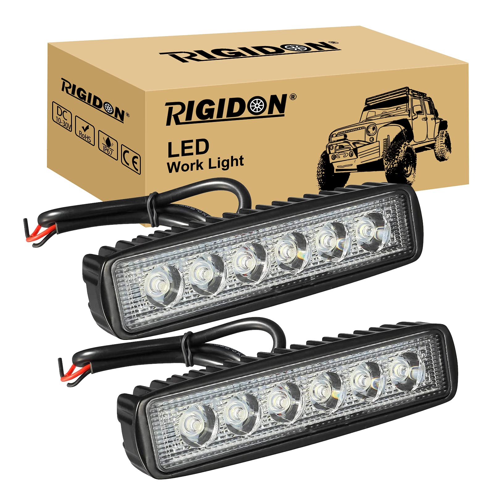 RIGIDON 2 Pcs Mini led lichtleiste, 18W 6 Zoll 15cm Spot Strahler offroad beleuchtung für Auto SUV ATV, Traktor, LKW, 4x4, 6000K Weiß led nebelscheinwerfer, led arbeitsscheinwerfer, led arbeitslicht von RIGIDON