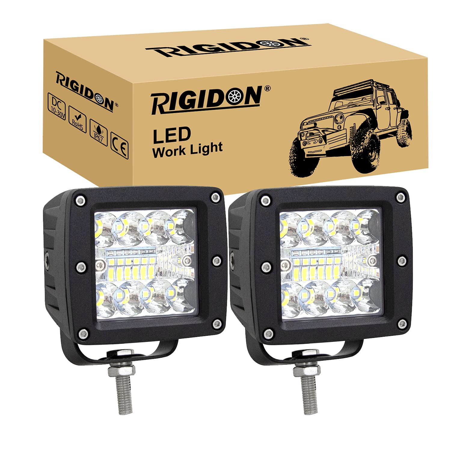 RIGIDON 2 Pcs Würfel led arbeitsscheinwerfer, 12V 24V 3 Zoll 8cm 42W led Spot Strahler, offroad beleuchtung für Auto SUV ATV, Traktor, LKW, 4x4 led nebelscheinwerfer, led arbeitslicht 6000K Weiß von RIGIDON