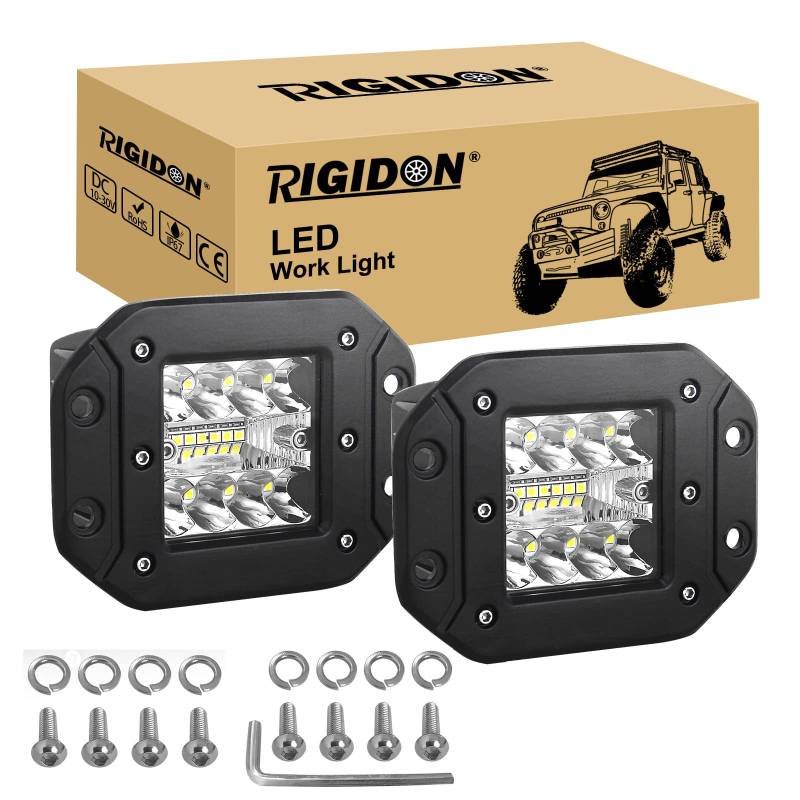 RIGIDON 2 Pcs led led Scheinwerfer arbeitsscheinwerfer, 12V 24V 5 Zoll 13cm 42W led Spot Strahler, Offroad Beleuchtung für Auto SUV ATV, Traktor, LKW, 4x4 led nebelscheinwerfer, arbeitslicht 6000K von RIGIDON