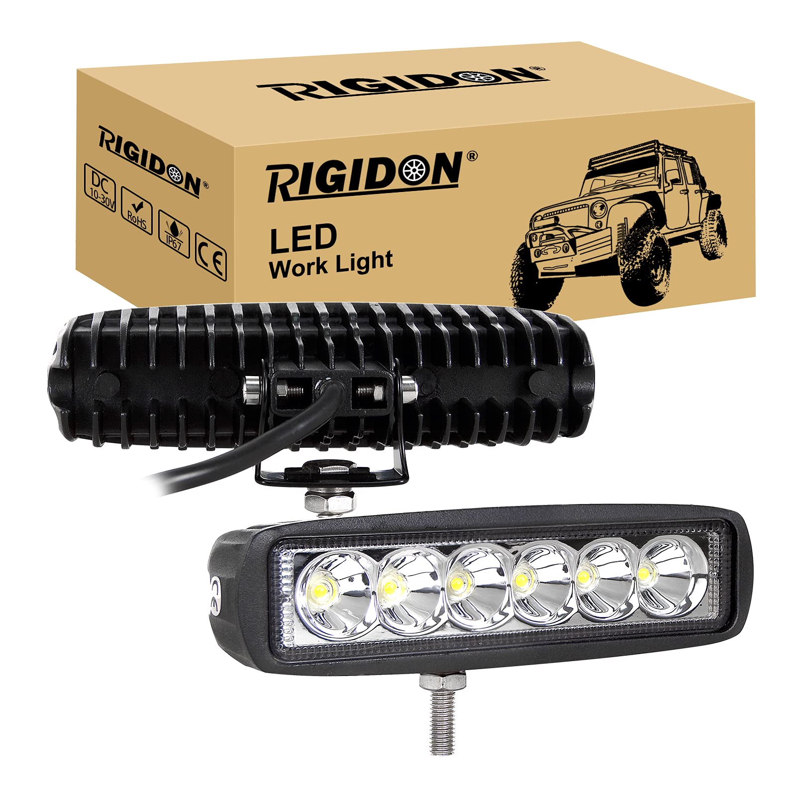RIGIDON 2 Pcs led lichtleiste, 18W 6 Zoll 15cm Spot Strahler offroad beleuchtung für Auto SUV ATV, Traktor, LKW, 4x4 6000K Weiß led nebelscheinwerfer, led arbeitsscheinwerfer, led arbeitslicht von RIGIDON