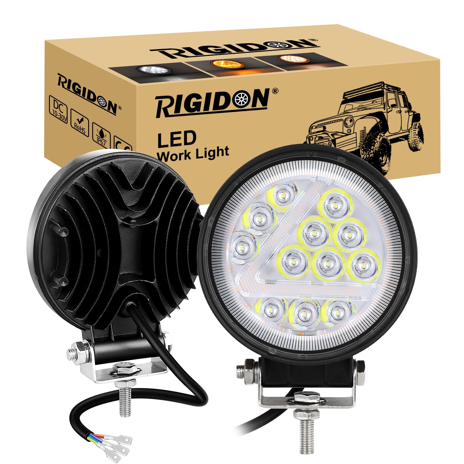 RIGIDON 2 Stück scheinwerfer, 4 Zoll 36W Weißer Bernstein Strahler offroad beleuchtung für Auto Traktor LKW 4x4 motor, led nebelscheinwerfer, led arbeitsscheinwerfer, zusatzscheinwerfer motorrad RIGIDON 2 Stück scheinwerfer, 4 Zoll 36W Weißer Bernstein Strahler offroad beleuchtung für Auto Traktor LKW 4x4 motor, led nebelscheinwerfer, led arbeitsscheinwerfer, zusatzscheinwerfer motorrad von RIGIDON