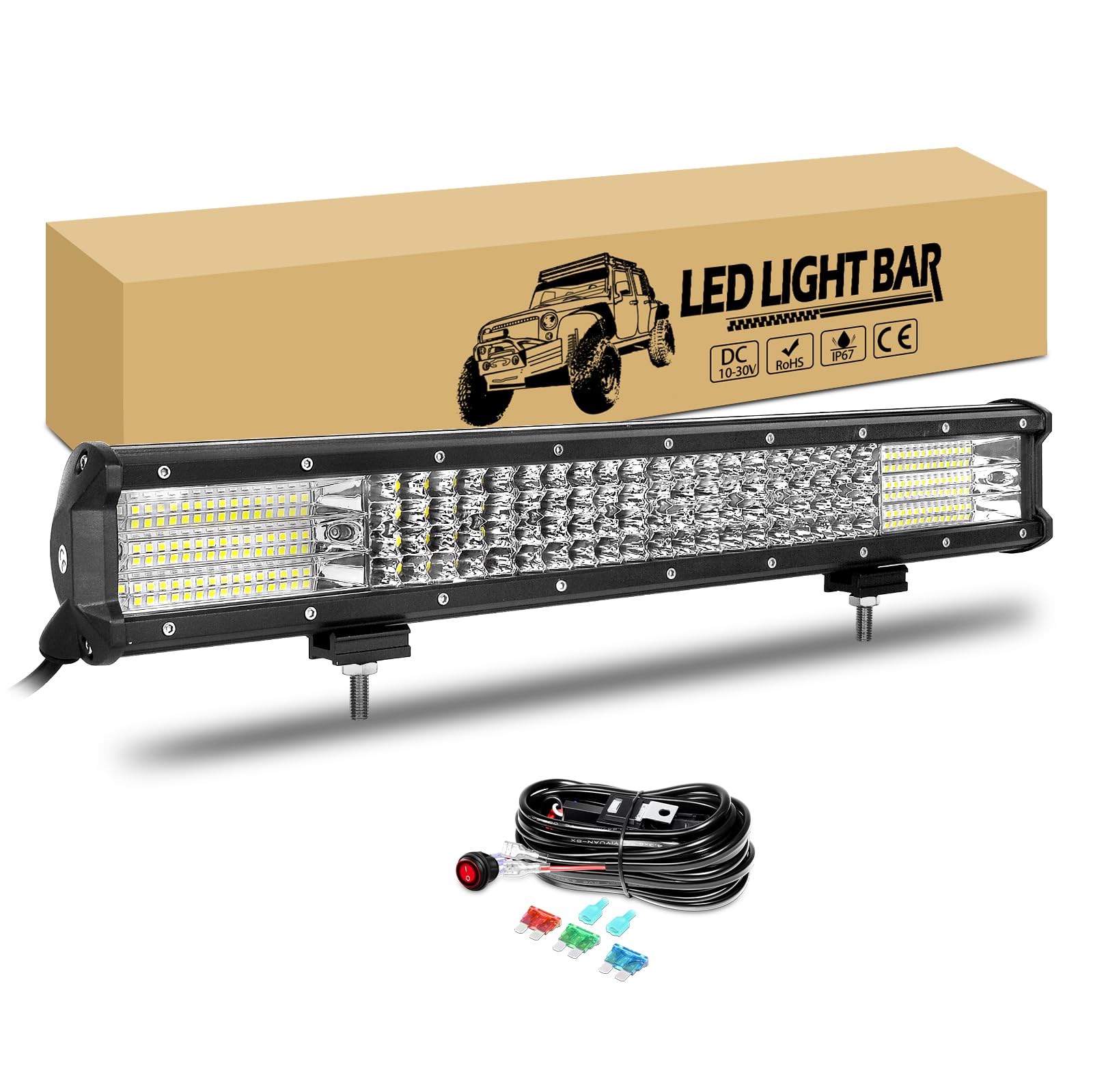 RIGIDON 20" 51cm 510W LED Arbeitsscheinwerfer Bar, Offroad Scheinwerfer Zusatzscheinwerfer mit 12V Kabelbaum Flutlicht Reflektor Combo Wasserdicht Arbeitslicht für 4x4 Auto SUV ATV UTV Traktor RIGIDON 20" 51cm 510W LED Arbeitsscheinwerfer Bar, Offroad Scheinwerfer Zusatzscheinwerfer mit 12V Kabelbaum Flutlicht Reflektor Combo Wasserdicht Arbeitslicht für 4x4 Auto SUV ATV UTV Traktor von RIGIDON