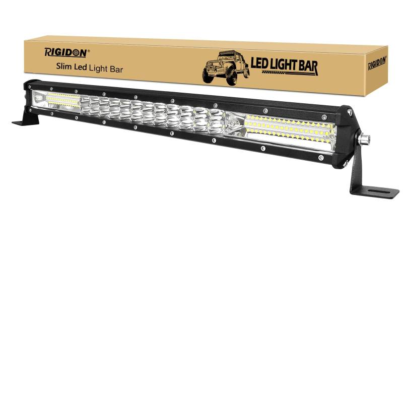 RIGIDON 20 Zoll 50 cm 180W außen alu led lichtleiste, 12V 24V Wasserdicht warmweiß Offroad Beleuchtung für Auto Offroad ATV LKW Traktor Fahrzeuge 4x4, Led nebelscheinwerfer 6000K, Flood Spot Combo von RIGIDON