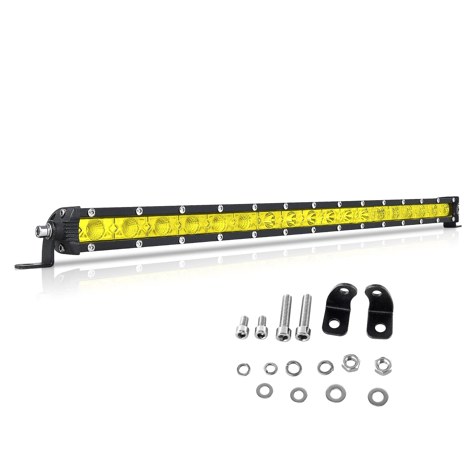 RIGIDON 20 Zoll 51CM 90W Led Lichtleiste KFZ 12V 24V Scheinwerfer Offroad Beleuchtung Strahler Flutlicht Led Arbeitsscheinwerfer Bar für Auto SUV UTV ATV LKW Traktor Fahrzeuge, 3000K Gelb RIGIDON 20 Zoll 51CM 90W Led Lichtleiste KFZ 12V 24V Scheinwerfer Offroad Beleuchtung Strahler Flutlicht Led Arbeitsscheinwerfer Bar für Auto SUV UTV ATV LKW Traktor Fahrzeuge, 3000K Gelb von RIGIDON