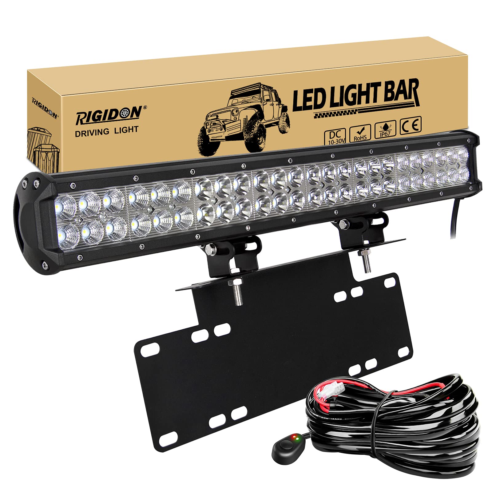 RIGIDON 23 Zoll 58cm 144W Led lichtleiste mit rahmenlose kennzeichenhalterung schwarz, 12V kabelbaum kit, Offroad beleuchtung für Auto SUV ATV LKW 4x4, 6000K led nebelscheinwerfer, Led scheinwerfer RIGIDON 23 Zoll 58cm 144W Led lichtleiste mit rahmenlose kennzeichenhalterung schwarz, 12V kabelbaum kit, Offroad beleuchtung für Auto SUV ATV LKW 4x4, 6000K led nebelscheinwerfer, Led scheinwerfer von RIGIDON