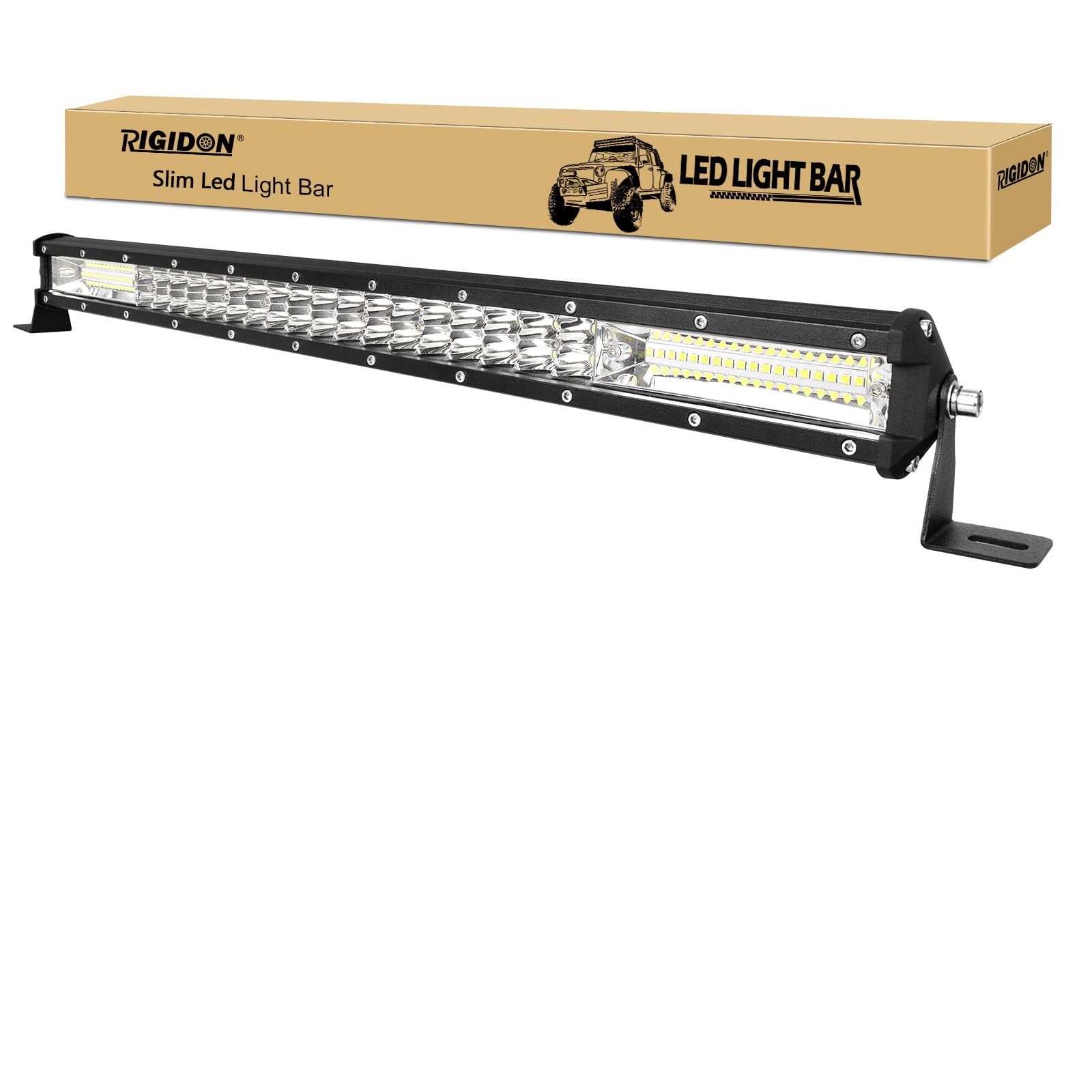 RIGIDON 24 Zoll 60 cm 216W außen alu led lichtleiste, 12V 24V Wasserdicht warmweiß offroad beleuchtung für Auto Offroad ATV LKW Traktor Fahrzeuge 4x4, Led nebelscheinwerfer 6000K, Flood Spot Combo von RIGIDON