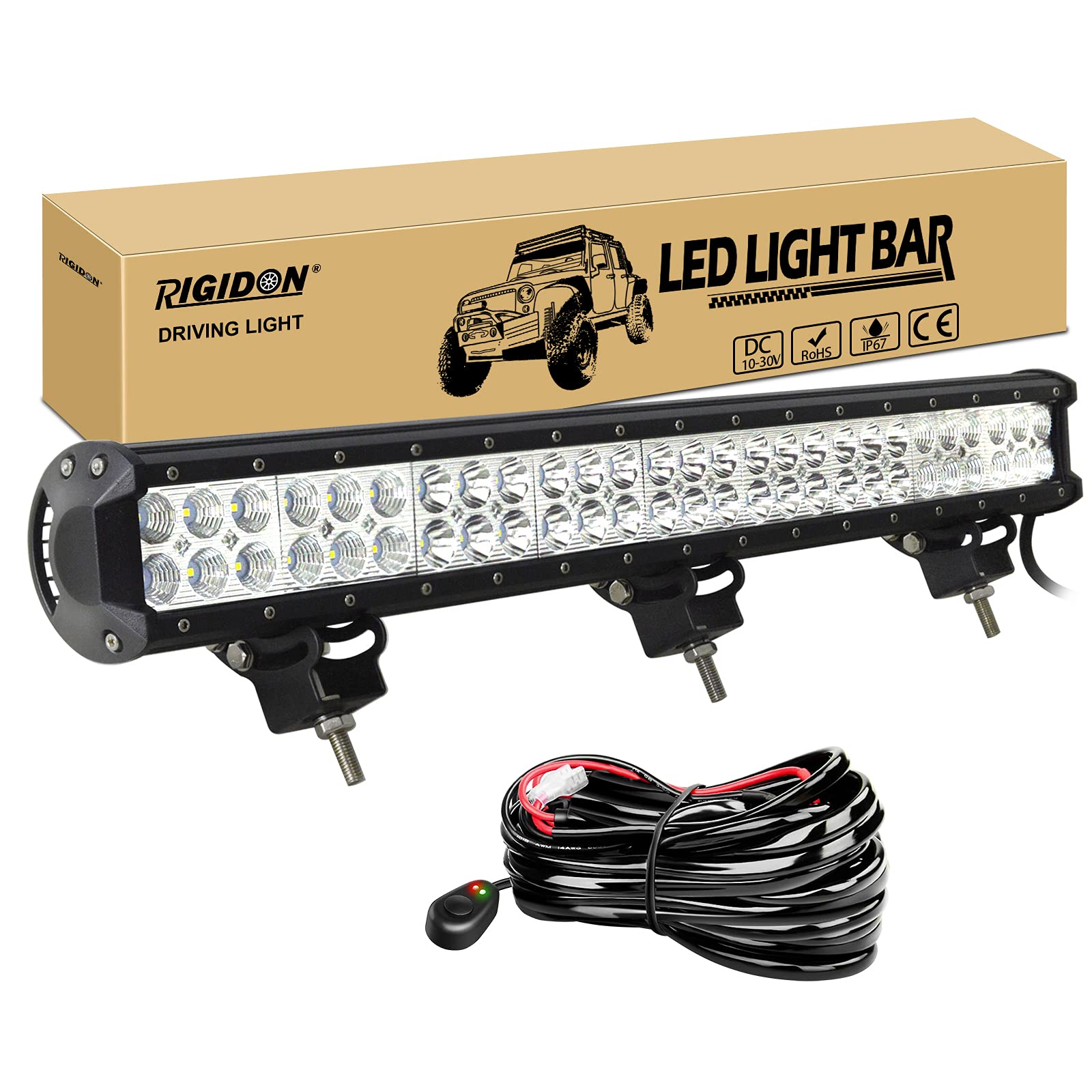 RIGIDON 25 zoll 63 cm 162W Led Lichtbalken mit kabelbaum 12V, Spot Flut-Combo-Strahl Arbeitsscheinwerfer bar für SUV Offroad ATV Traktor LKW 4x4 Auto, 6000K led nebelscheinwerfer, led scheinwerfer RIGIDON 25 zoll 63 cm 162W Led Lichtbalken mit kabelbaum 12V, Spot Flut-Combo-Strahl Arbeitsscheinwerfer bar für SUV Offroad ATV Traktor LKW 4x4 Auto, 6000K led nebelscheinwerfer, led scheinwerfer von RIGIDON