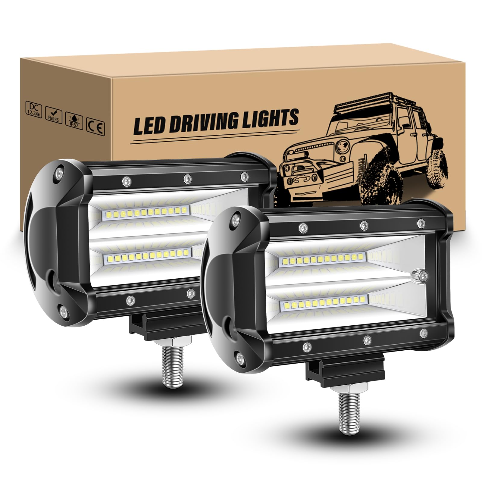 RIGIDON 2PCS 5 Zoll 13cm 72W Led Arbeitsscheinwerfer Bar Led Flutlicht 12V 24V Wasserdicht Arbeitslicht Offroad Beleuchtung für 4x4 Auto Traktor SUV UTV ATV LKW Rückfahrscheinwerfer RIGIDON 2PCS 5 Zoll 13cm 72W Led Arbeitsscheinwerfer Bar Led Flutlicht 12V 24V Wasserdicht Arbeitslicht Offroad Beleuchtung für 4x4 Auto Traktor SUV UTV ATV LKW Rückfahrscheinwerfer von RIGIDON
