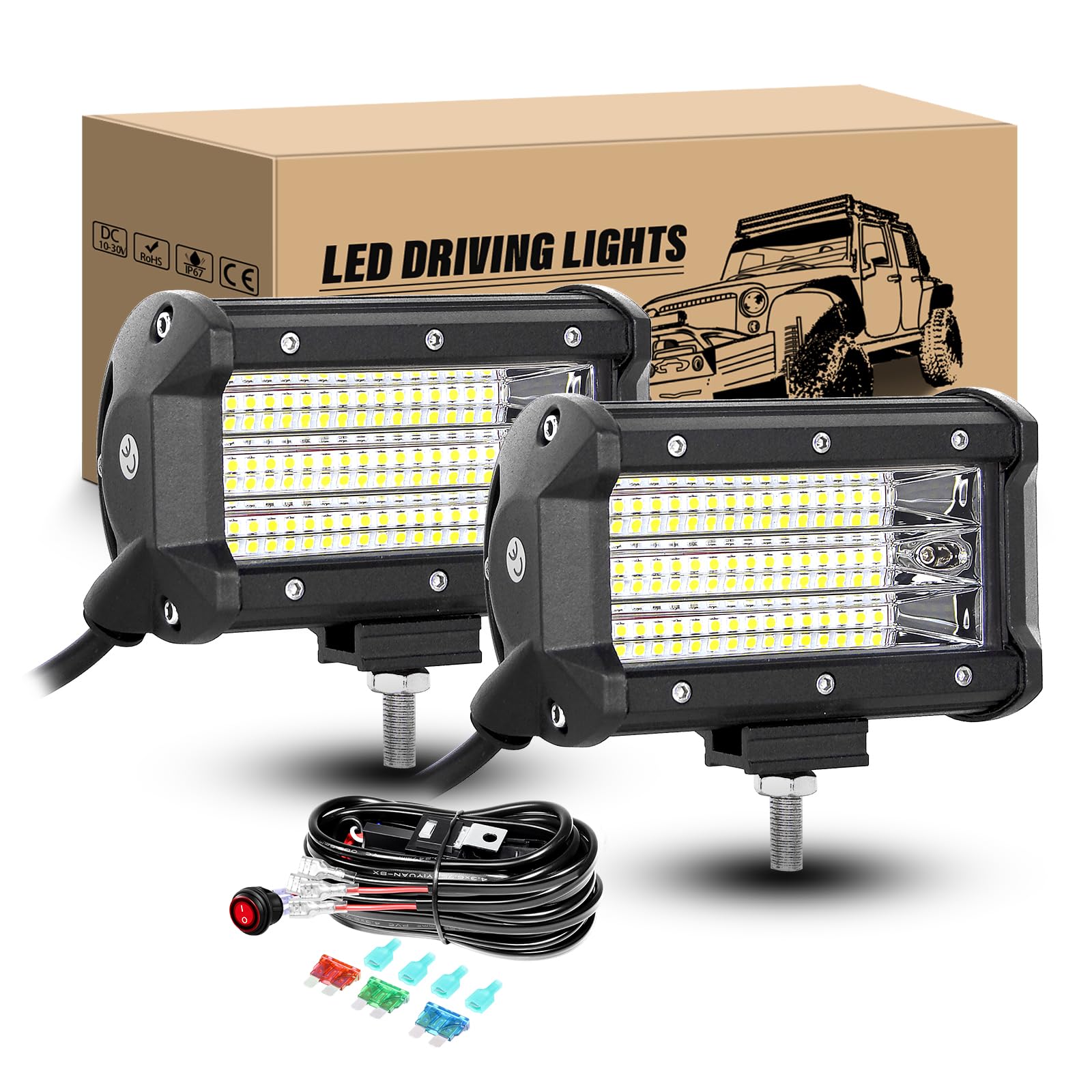 RIGIDON 2Pcs Arbeitsscheinwerfer, 5" 13cm 135W Offroad LED Scheinwerfer 12V 24V Zusatzscheinwerfer Mit Kabelbaum, Wasserdicht Rückfahrscheinwerfer Für 4x4 Auto SUV ATV UTV Traktor Flutlicht RIGIDON 2Pcs Arbeitsscheinwerfer, 5" 13cm 135W Offroad LED Scheinwerfer 12V 24V Zusatzscheinwerfer Mit Kabelbaum, Wasserdicht Rückfahrscheinwerfer Für 4x4 Auto SUV ATV UTV Traktor Flutlicht von RIGIDON