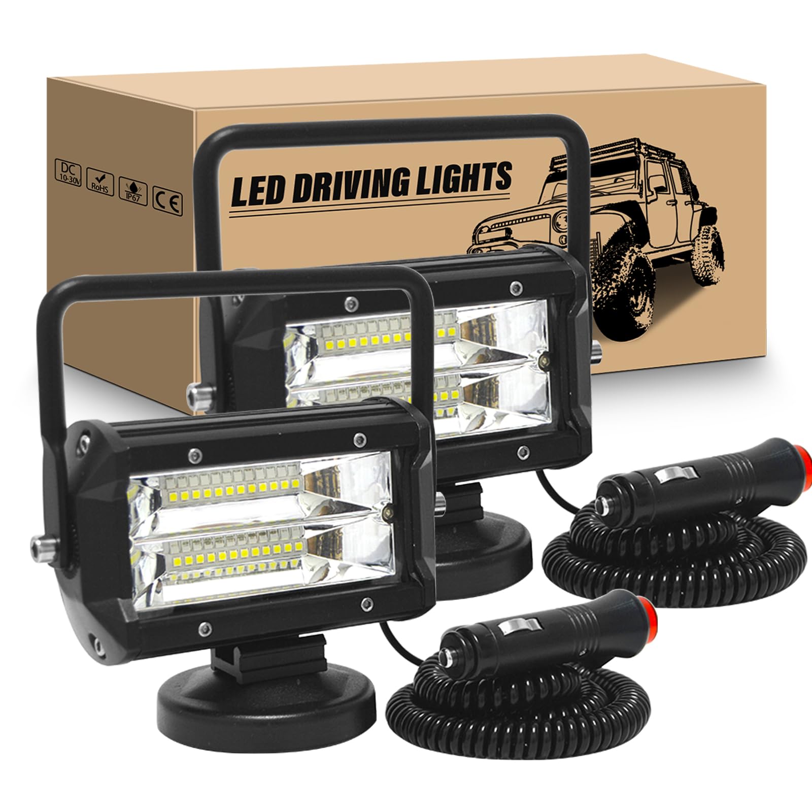 RIGIDON 2Pcs Led arbeitsscheinwerfer mit magnetfuß, 5 Zoll 13cm 72W led flutstrahler auto magnet 12V offroad beleuchtung für SUV ATV Traktor LKW 4x4 Boot,6000K Weiß suchscheinwerfer, arbeitslicht RIGIDON 2Pcs Led arbeitsscheinwerfer mit magnetfuß, 5 Zoll 13cm 72W led flutstrahler auto magnet 12V offroad beleuchtung für SUV ATV Traktor LKW 4x4 Boot,6000K Weiß suchscheinwerfer, arbeitslicht von RIGIDON