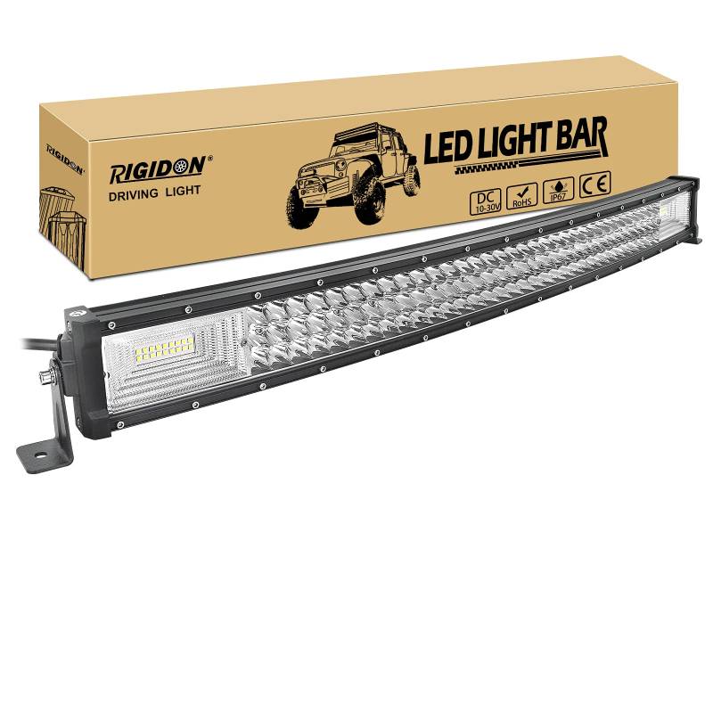 RIGIDON 32 Zoll 80 cm 405W außen alu gebogene led lichtleiste, 12V 24V Wasserdicht warmweiß offroad beleuchtung für Auto SUV Offroad ATV LKW Traktor Fahrzeuge 4x4, Slim led nebelscheinwerfer 6000K von RIGIDON