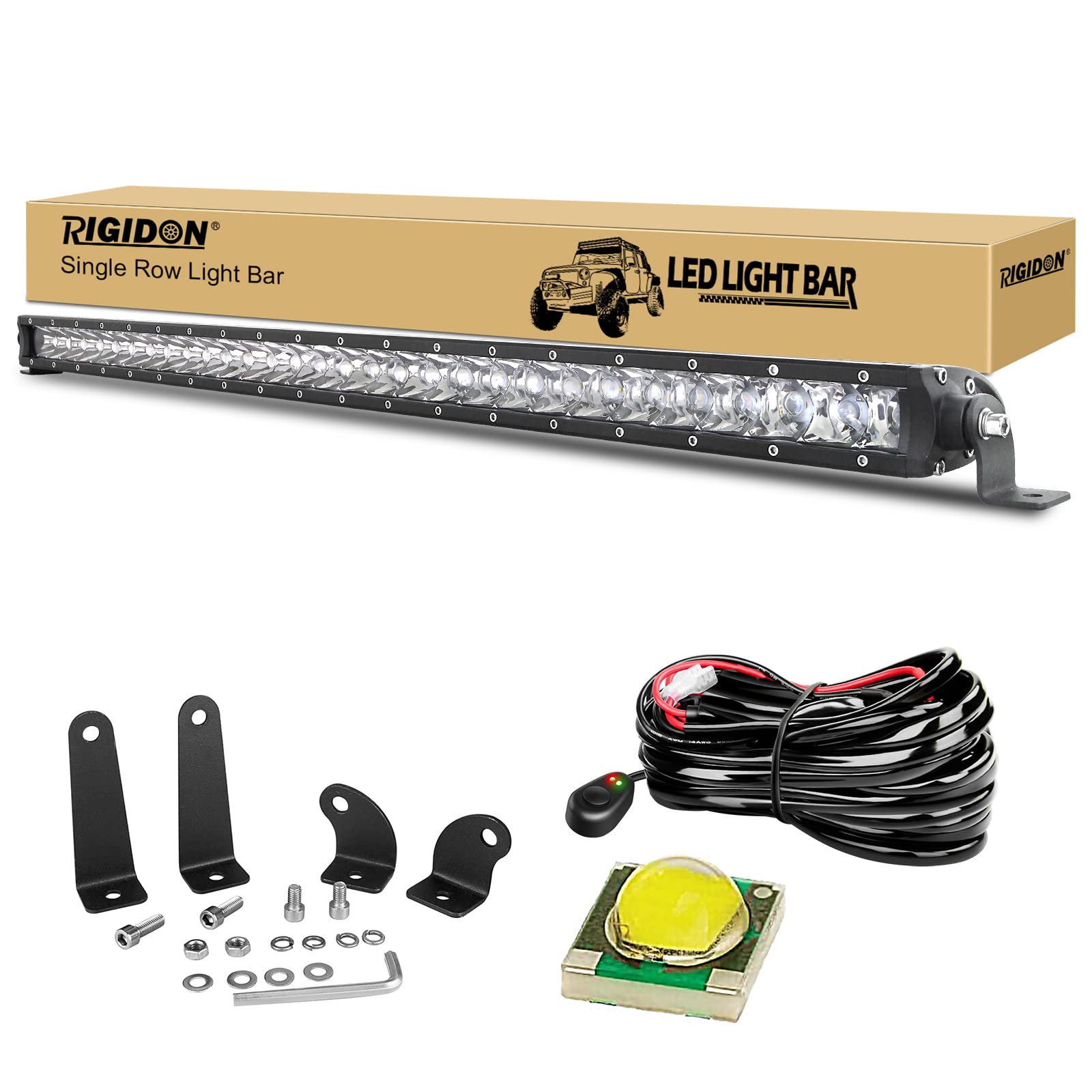 RIGIDON 32 Zoll 81cm 150W Einzelne reihe Led lichtleiste kfz mit 12V kabelbaum kit, Led strahler spot offroad beleuchtung für Auto SUV ATV, Traktor, LKW, Fahrzeuge, 6000K Weiß led nebelscheinwerfer RIGIDON 32 Zoll 81cm 150W Einzelne reihe Led lichtleiste kfz mit 12V kabelbaum kit, Led strahler spot offroad beleuchtung für Auto SUV ATV, Traktor, LKW, Fahrzeuge, 6000K Weiß led nebelscheinwerfer von RIGIDON
