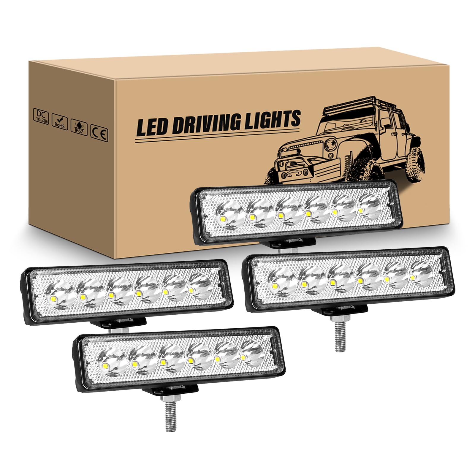 RIGIDON 4 Pcs LED Arbeitsscheinwerfer Bar, 6 Zoll 15 cm 18W Mini LED Scheinwerfer 12V 24V Rückfahrscheinwerfer Auto Offroad Beleuchtung für SUV ATV Traktor LKW 4x4, 6000K Weiß Nebelscheinwerfer RIGIDON 4 Pcs LED Arbeitsscheinwerfer Bar, 6 Zoll 15 cm 18W Mini LED Scheinwerfer 12V 24V Rückfahrscheinwerfer Auto Offroad Beleuchtung für SUV ATV Traktor LKW 4x4, 6000K Weiß Nebelscheinwerfer von RIGIDON