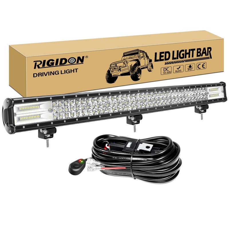 RIGIDON 40 Zoll 100 cm 540W Led Lichtbalken Mit Kabelbaum 12V 6000K Weiß Zusatzscheinwerfer Bar Spot Flut-Combo-Strahl Arbeitsscheinwerfer bar für SUV Offroad ATV UTV Traktor LKW 4x4 Auto von RIGIDON