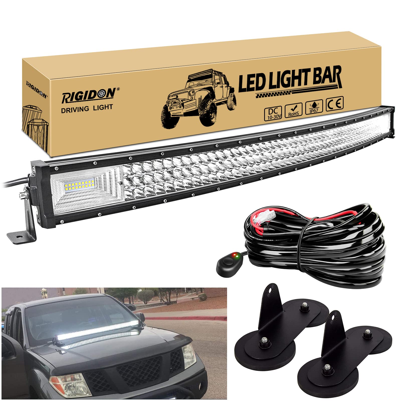 RIGIDON 42 Zoll 105cm 540W Gebogene led lampe, Dreireihige Led lichtleiste kfz mit 12v kabelbaum kit und magnet halterung,Offroad beleuchtung für Auto SUV ATV, UTV, LKW 4x4, Fahrzeuge, 6000K Weiß RIGIDON 42 Zoll 105cm 540W Gebogene led lampe, Dreireihige Led lichtleiste kfz mit 12v kabelbaum kit und magnet halterung,Offroad beleuchtung für Auto SUV ATV, UTV, LKW 4x4, Fahrzeuge, 6000K Weiß von RIGIDON