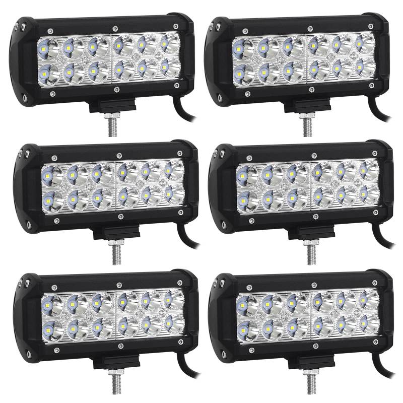 RIGIDON 6 Pcs Led arbeitslicht, 7 Zoll 18cm 36W Spot Strahler Offroad Beleuchtung für Auto SUV ATV, Traktor, LKW, 4x4, 6000K Weiß nebelscheinwerfer, arbeitsscheinwerfer, Scheinwerfer von RIGIDON