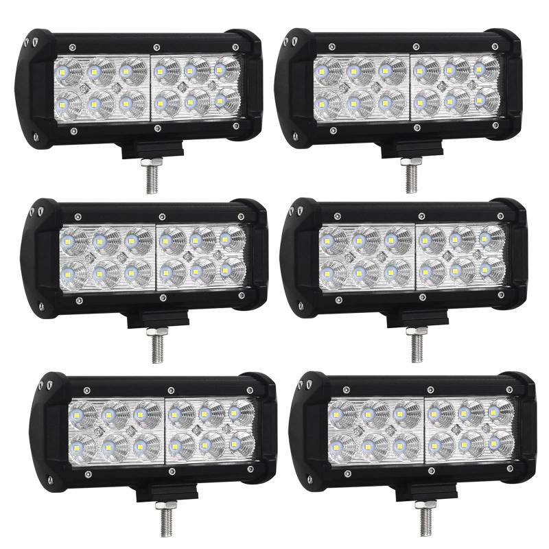 RIGIDON 6 Pcs Led arbeitslicht, 7 Zoll 18cm 36W flutstrahler offroad beleuchtung für Auto SUV ATV, Traktor, LKW,4x4, 6000K Weiß nebelscheinwerfer, arbeitsscheinwerfer, flutlichtstrahler von RIGIDON