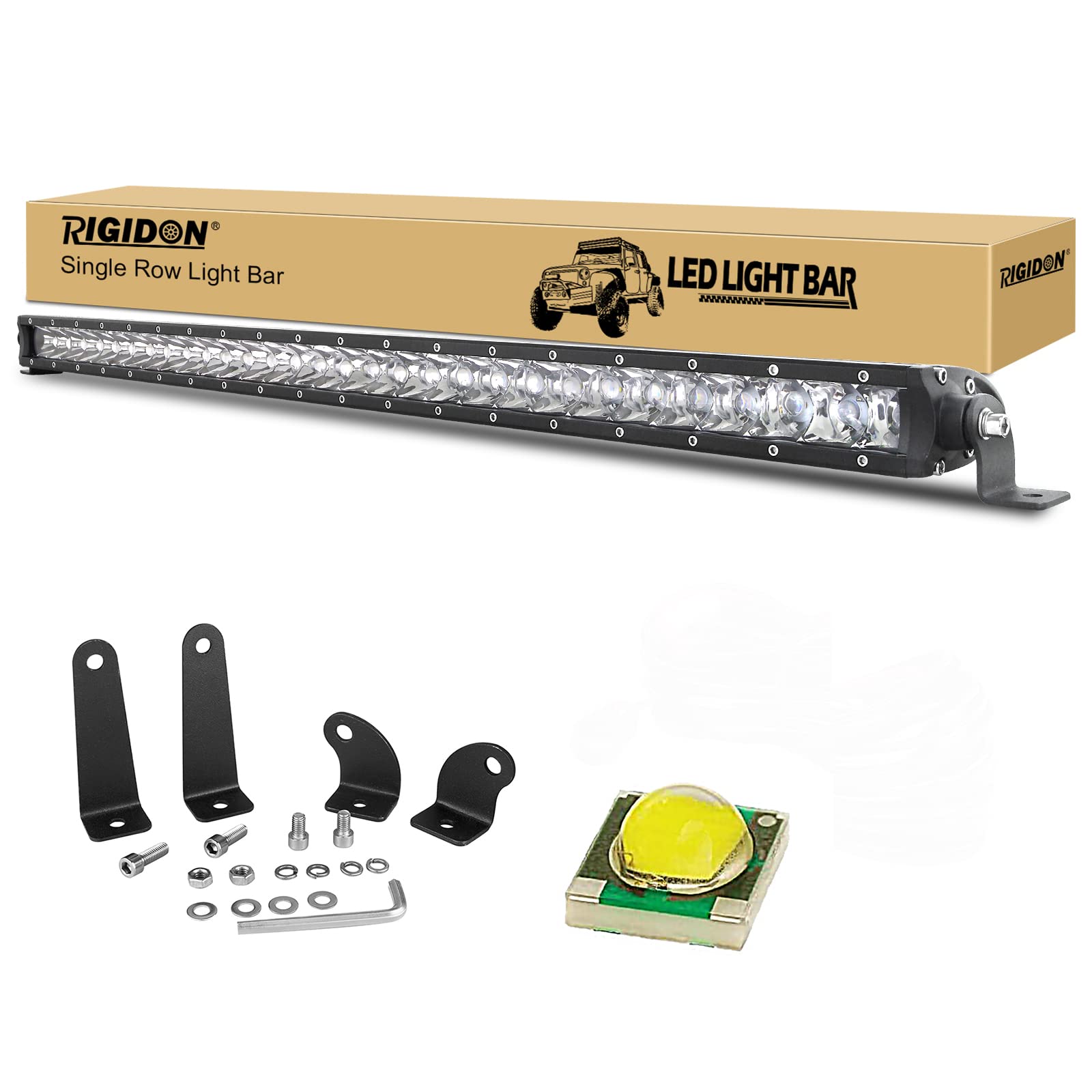 RIGIDON Einzelne reihe Led lichtleiste kfz, 12V 24V 32 Zoll 81cm 150W Strahler Spot offroad beleuchtung für SUV ATV, UTV, Traktor, LKW, Fahrzeuge, 6000K Weiß led nebelscheinwerfer, led strahler außen von RIGIDON